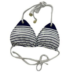 Sperry Bikini Top Nautical Blue Striped Sequined S